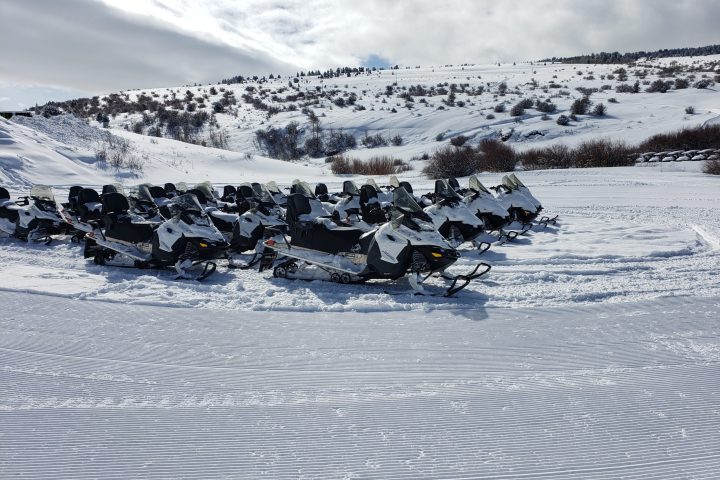 a group of snowmobiles