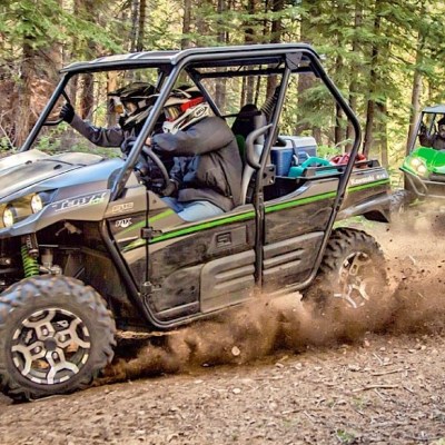 a tractor parked in the dirt