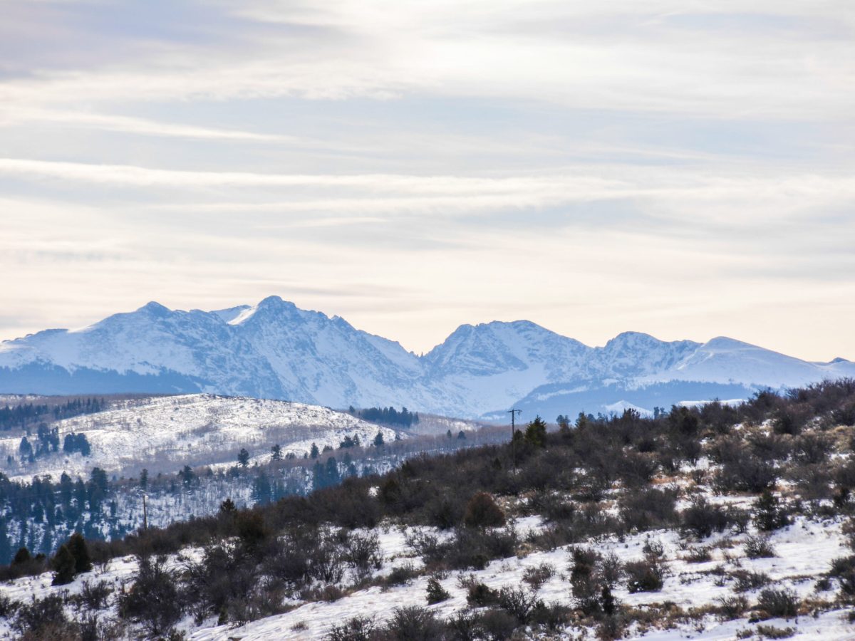 a view of a snow covered mountain
