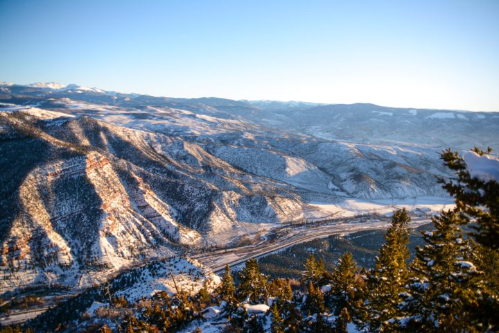 a view of a snow covered mountain