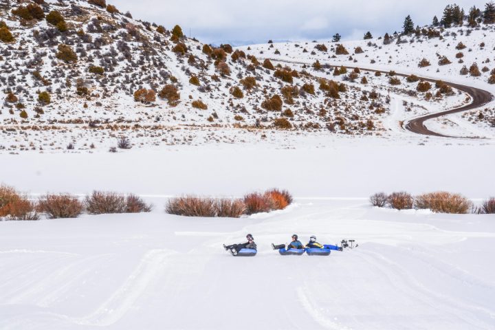 a close up of a snow covered slope