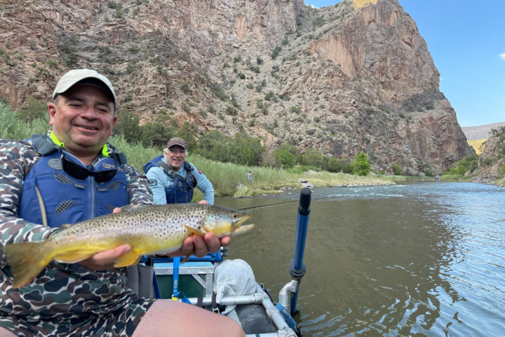 a person holding a fish