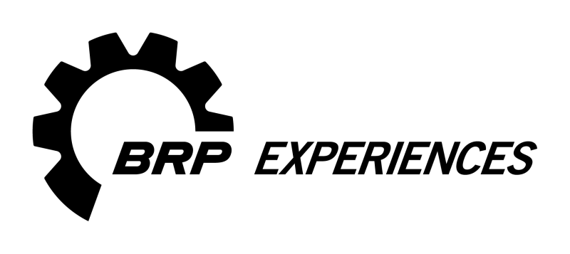 Logo with gear shape and text 'BRP EXPERIENCES'.